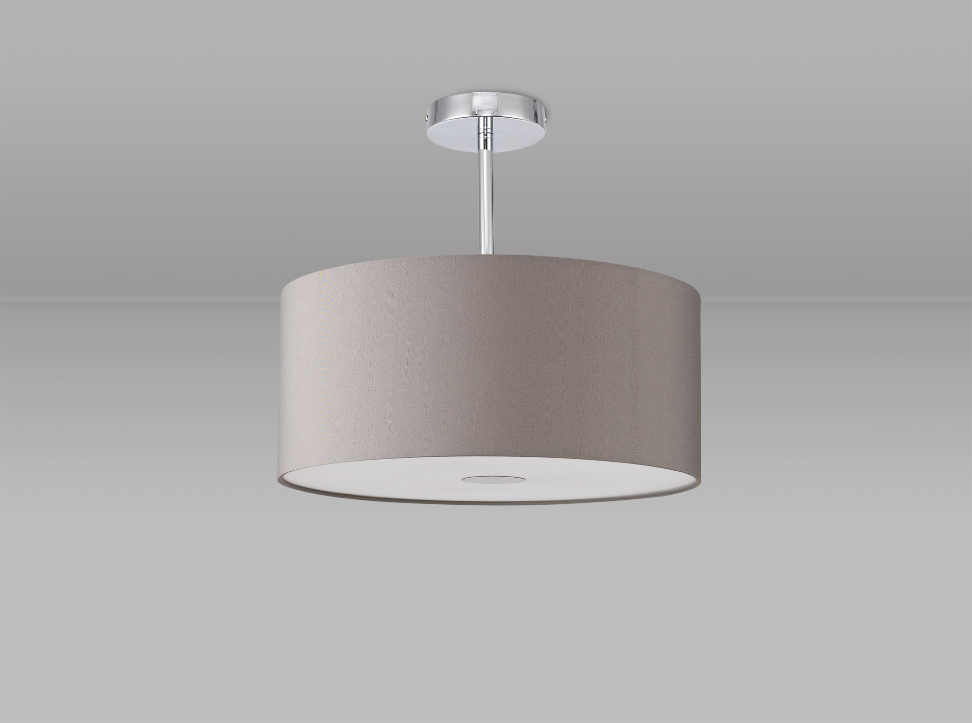 Baymont 40cm Semi Flush 1 Light Polished Chrome, Grey, Frosted Diffuser DK0102  Deco Baymont